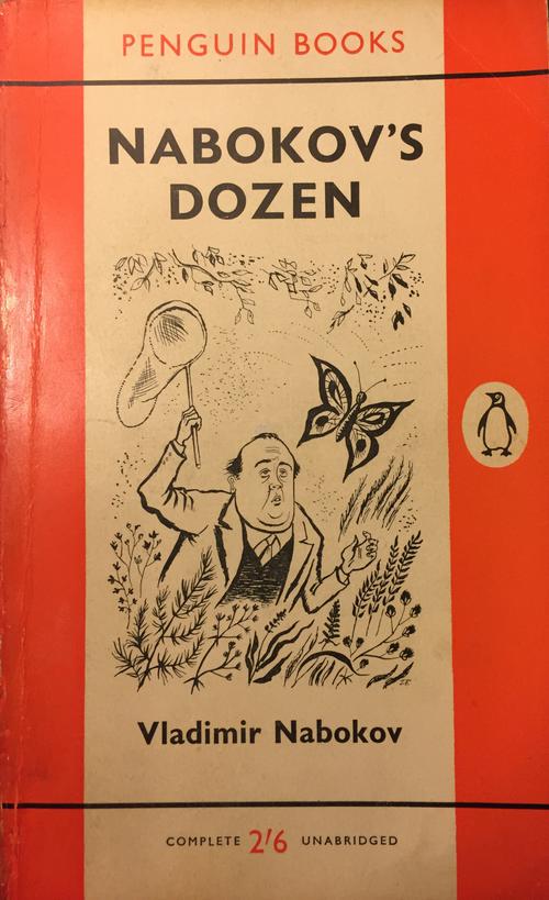 VN. Caricature by J. Faczynski for the cover of the 1960 edition of Nabokov’s Dozen by Penguin Books.