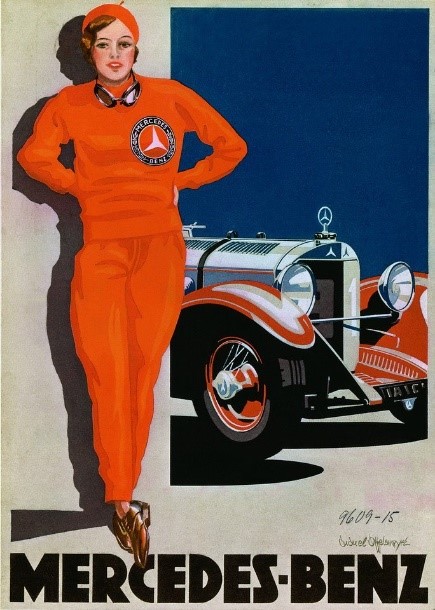 Woman in Red, Mercedes ad, Designed by Edward Cucuel Offelsmeyer