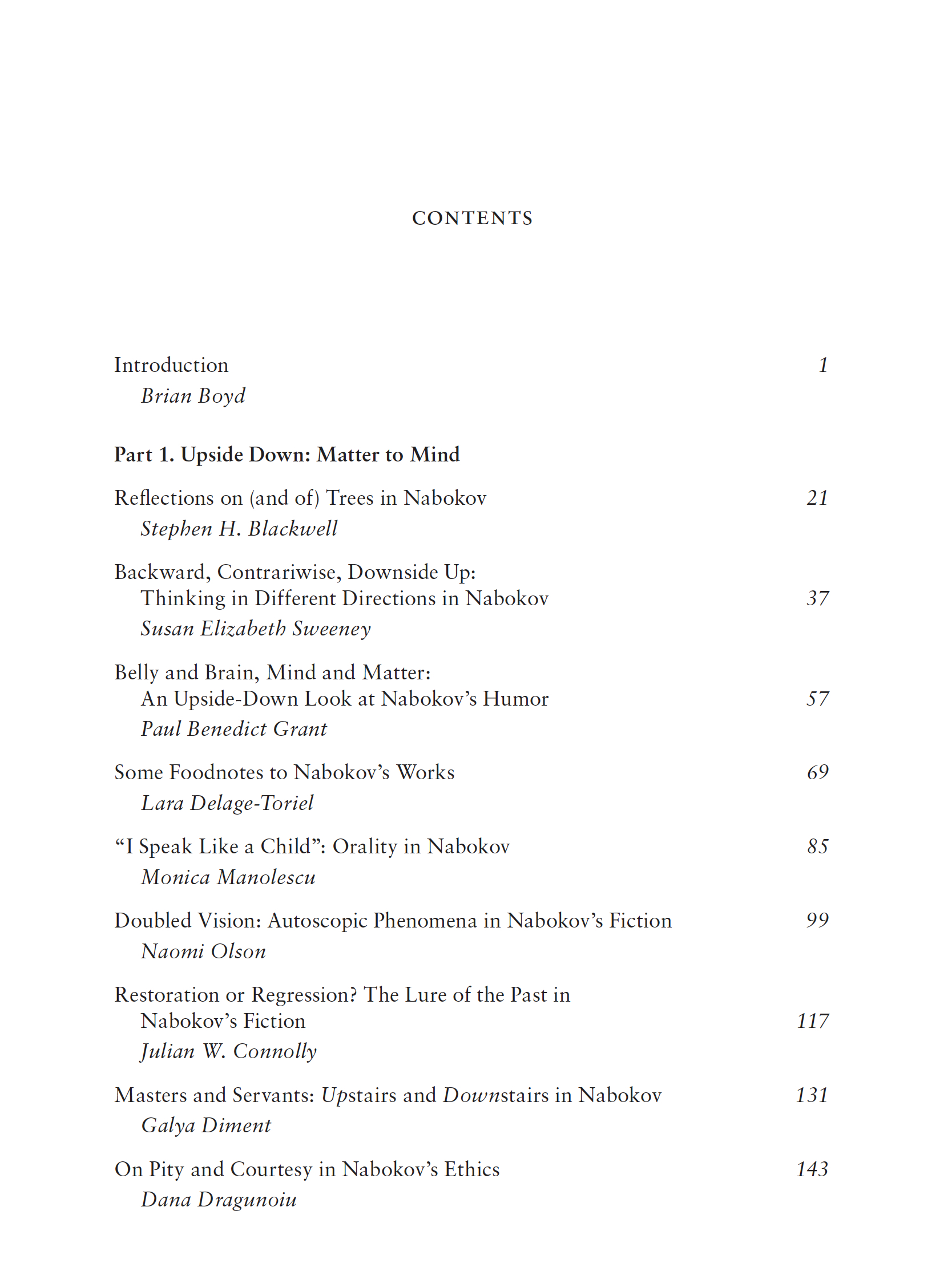 table of contents 1